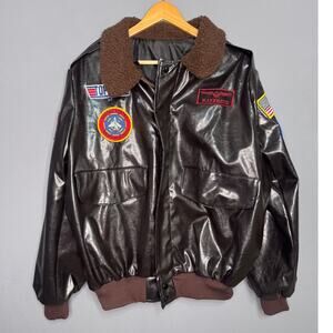 Top Gun Jacket Mens M Maverick Pleather Costume Cosplay Aviator Flight Bomber